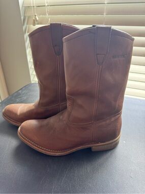 Wolverine Brown Leather Western Pull-On Work Boots